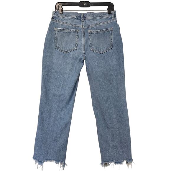 We The Free Straight Jeans Women's 28 Blue Button Fly Mid Rise Crop Distressed - Picture 2 of 5